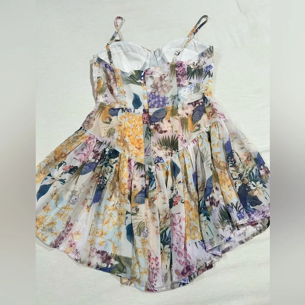 Cider Floral Patchwork Mini Dress in Pastel Multi - Picture 3 of 8